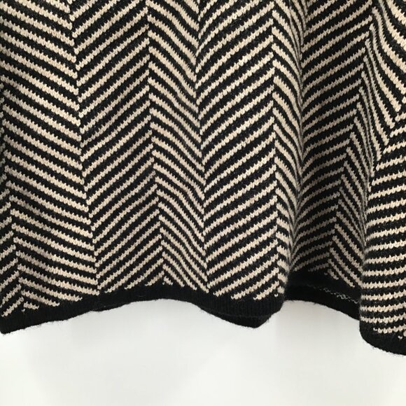 Women's M Herringbone Mock Neck Sweater Cotton Blend Black & Tan Colorblock - Picture 10 of 10